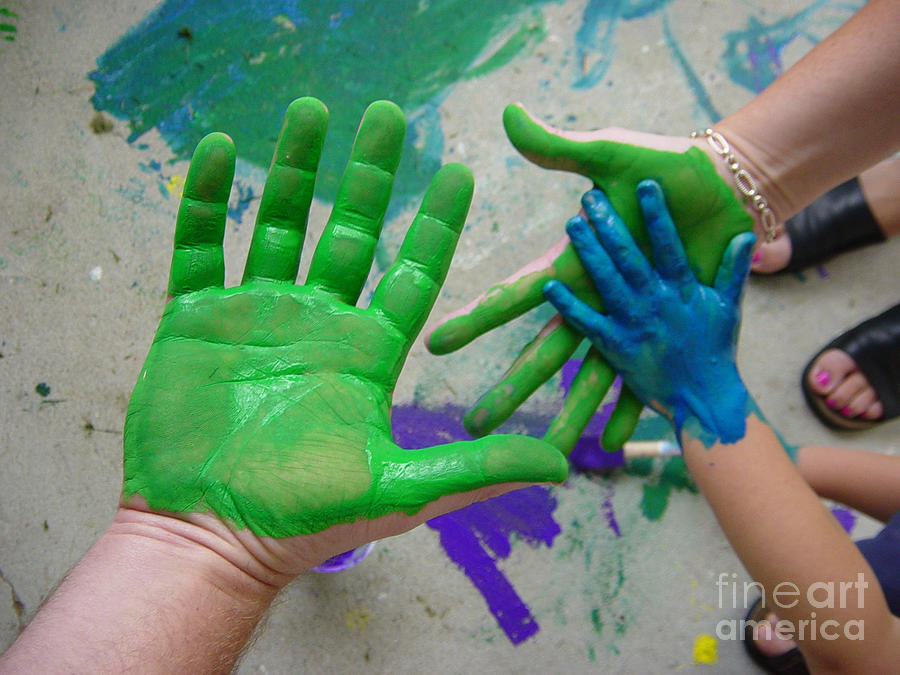 Parents and Child Paint Hands Photograph by Jason Freedman