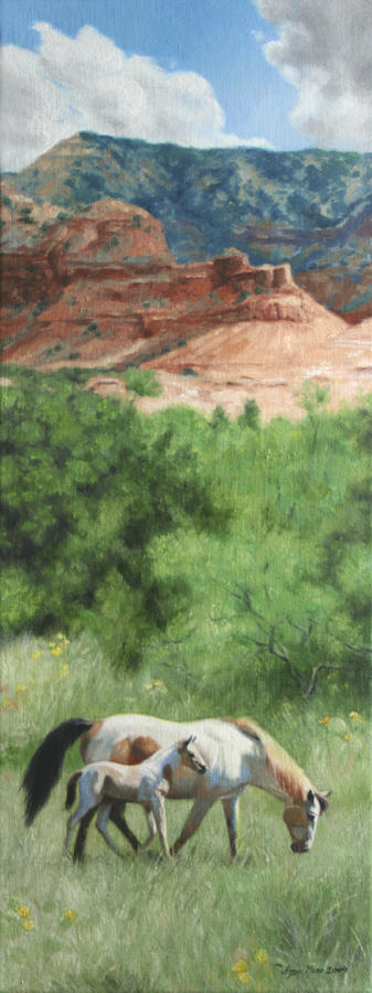 Horse Painting - Paint Horses At Caprock Canyons by Anna Rose Bain Horse Painting - Paint Horses At Caprock Canyons by Anna Rose Bain