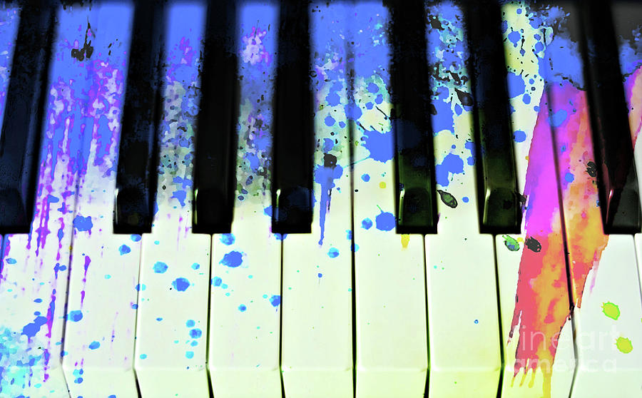 Paint Splashed Keyboard Mixed Media by Elaine Manley