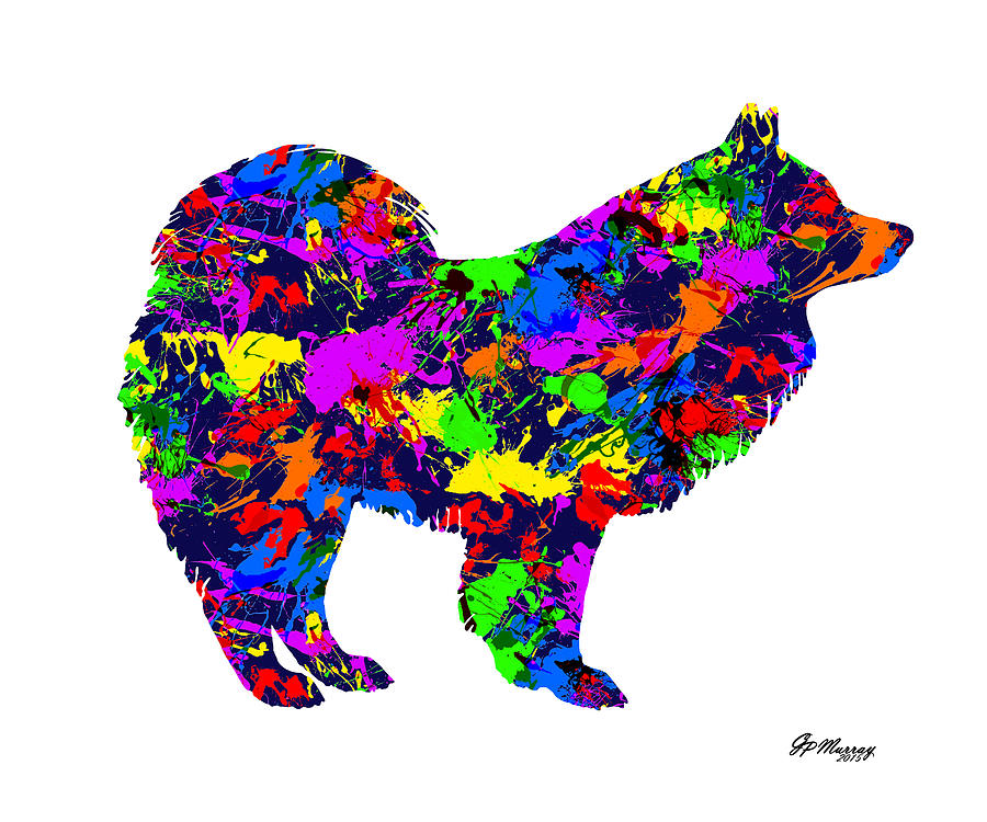Paint Splatter Samoyed Dog Digital Art by Gregory Murray