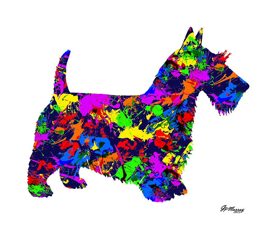 Paint Splatter Scottish Terrier Digital Art by Gregory Murray