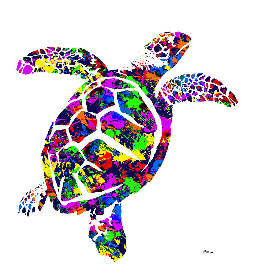 Paint Splatter Sea Turtle Digital Art by Gregory Murray