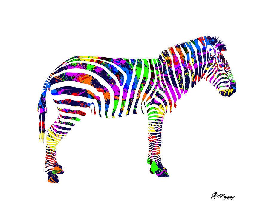 Abstract Digital Art - Paint Splatter Zebra by Gregory Murray