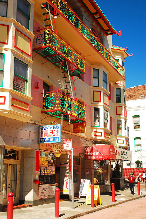 Painted Balconies in San Francisco Chinatown Photograph by James Kirkikis