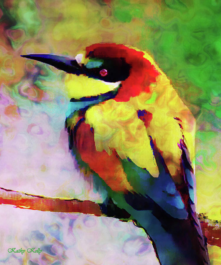 Painted Bee Eater Digital Art by Kathy Kelly