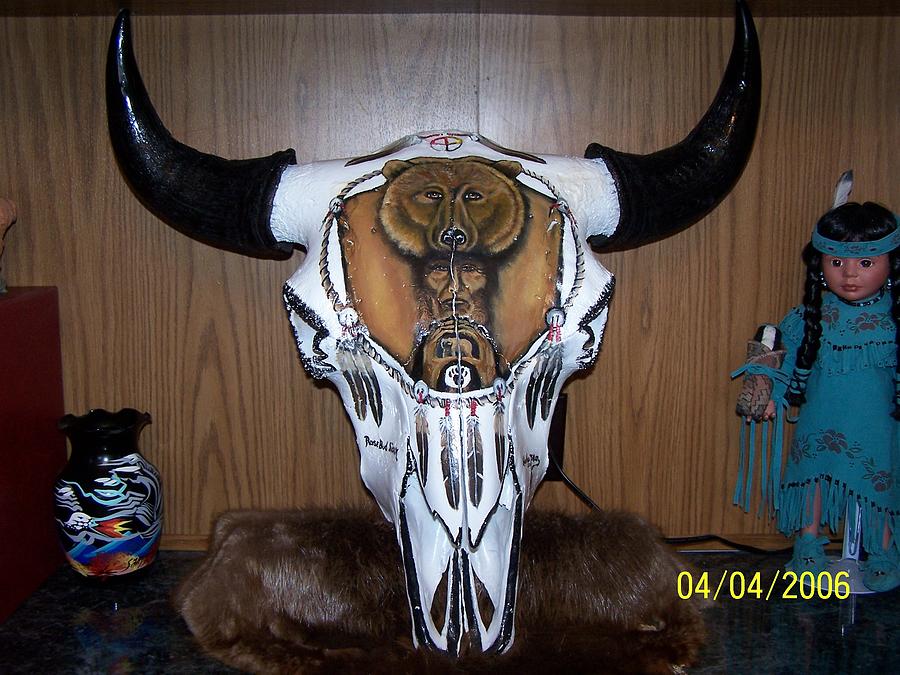 Hand painted buffalo skull - lagoagrio.gob.ec