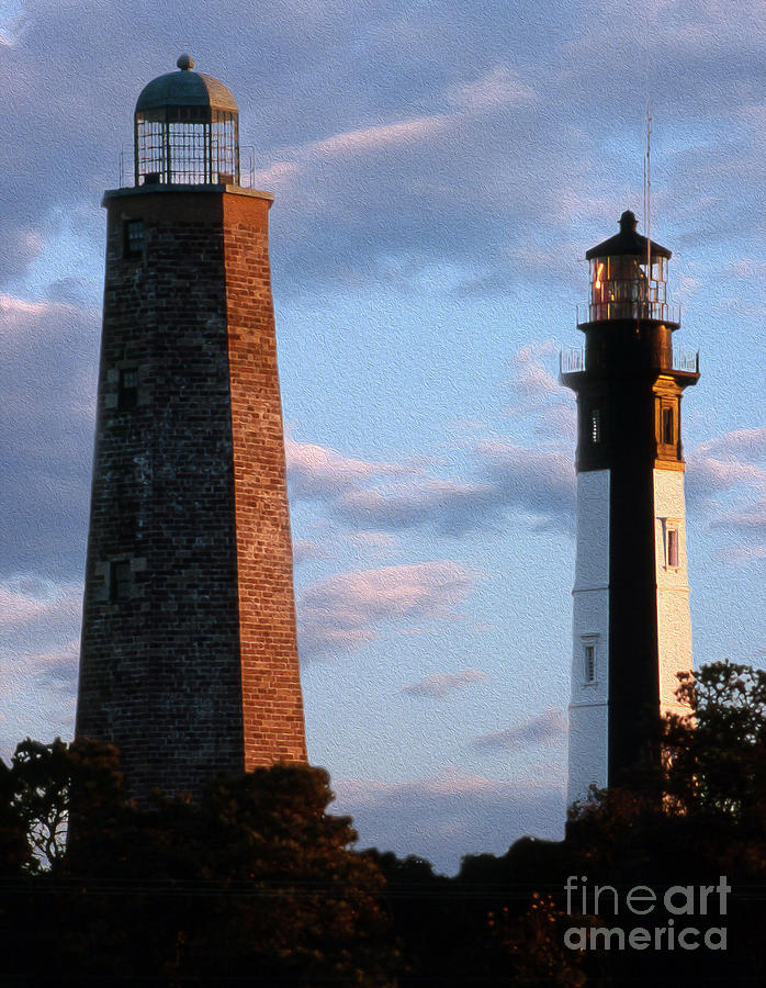 Painted Cape Henry Lighthouses Photograph by Skip Willits