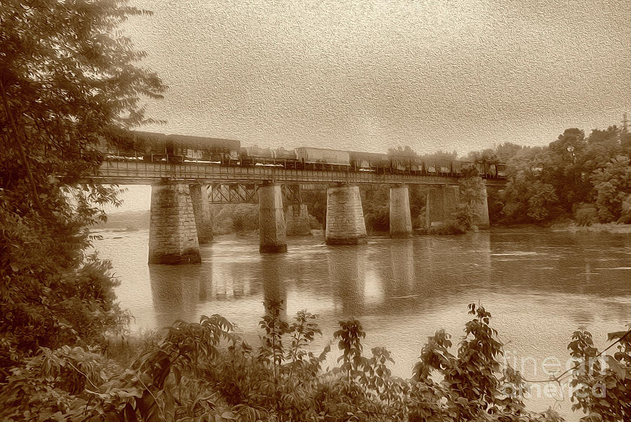 Painted Congaree Trestle In Sepia Photograph by Skip Willits