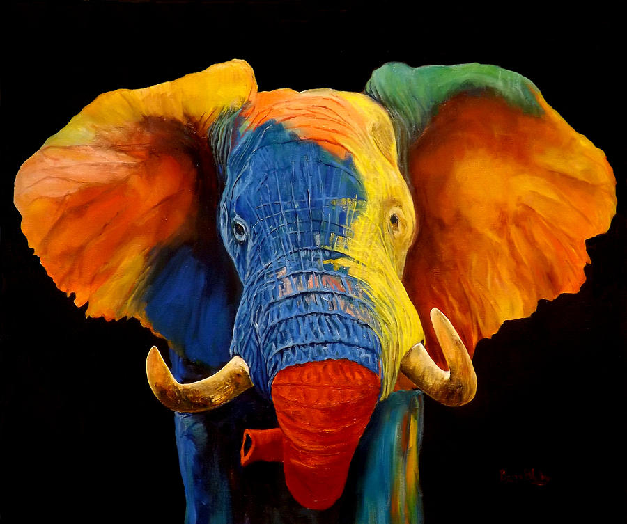 Painted Elephant Painting by Barry BLAKE