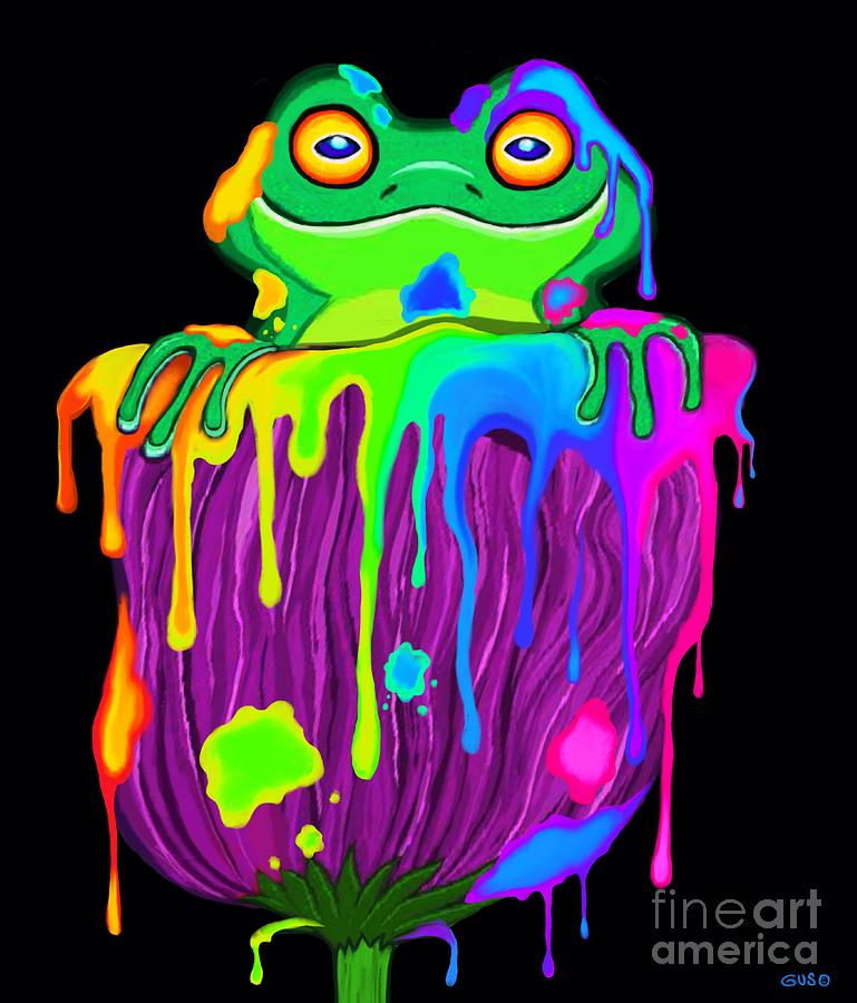 Painted Flower Frog  Digital Art by Nick Gustafson
