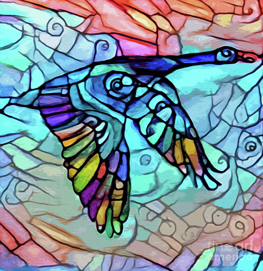 Painted Goose Like Stained Glass Digital Art by Nina Silver