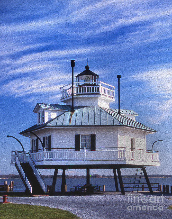 Lighthouse Photograph - Painted Hooper Straight Lighthouse by Skip Willits