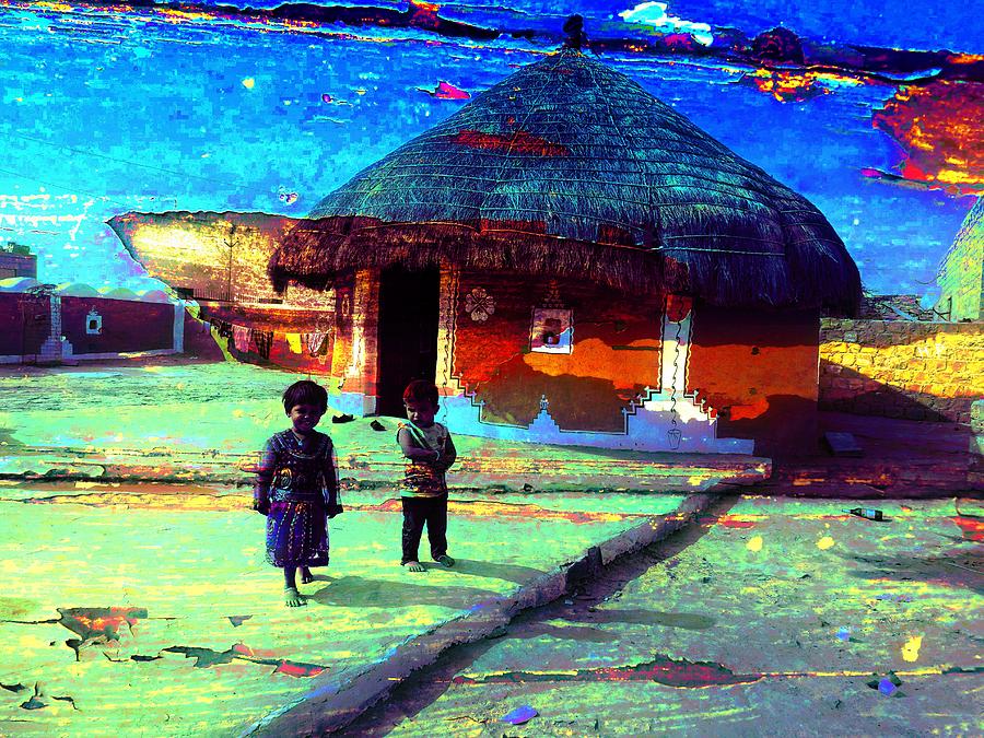 Painted Houses Cowdung Mud Round Huts Kids India Rajasthan 1d Photograph by Sue Jacobi