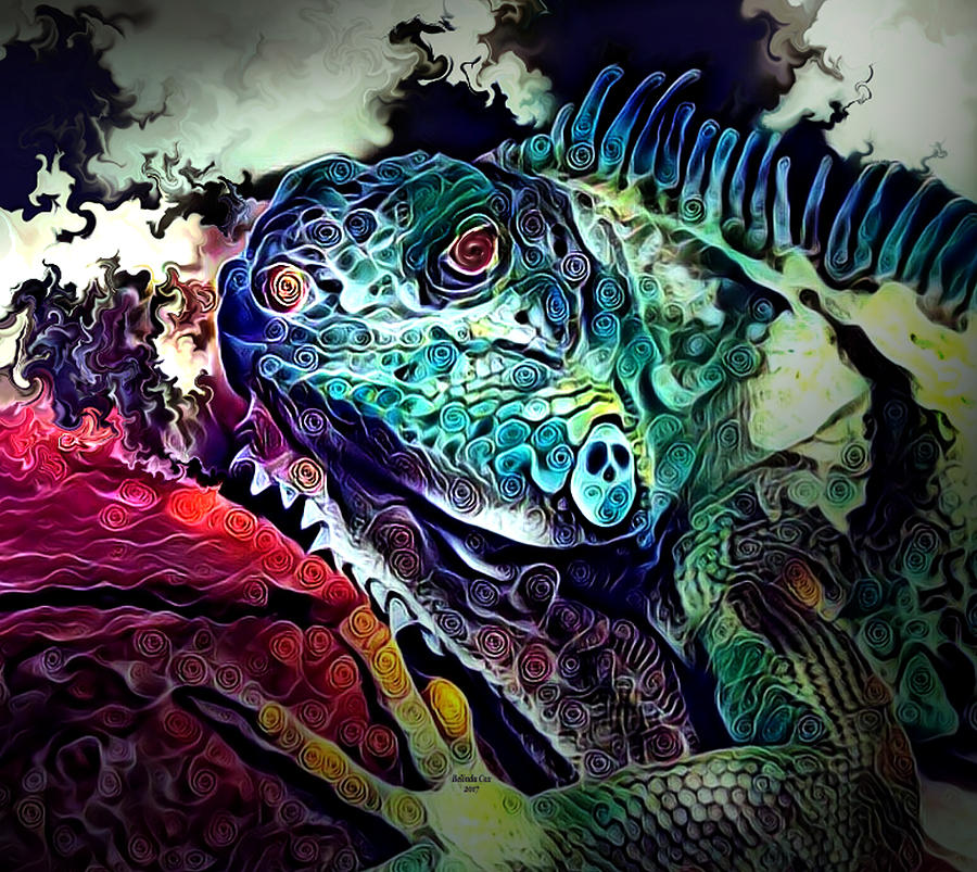 Painted Iguana Digital Art by Artful Oasis