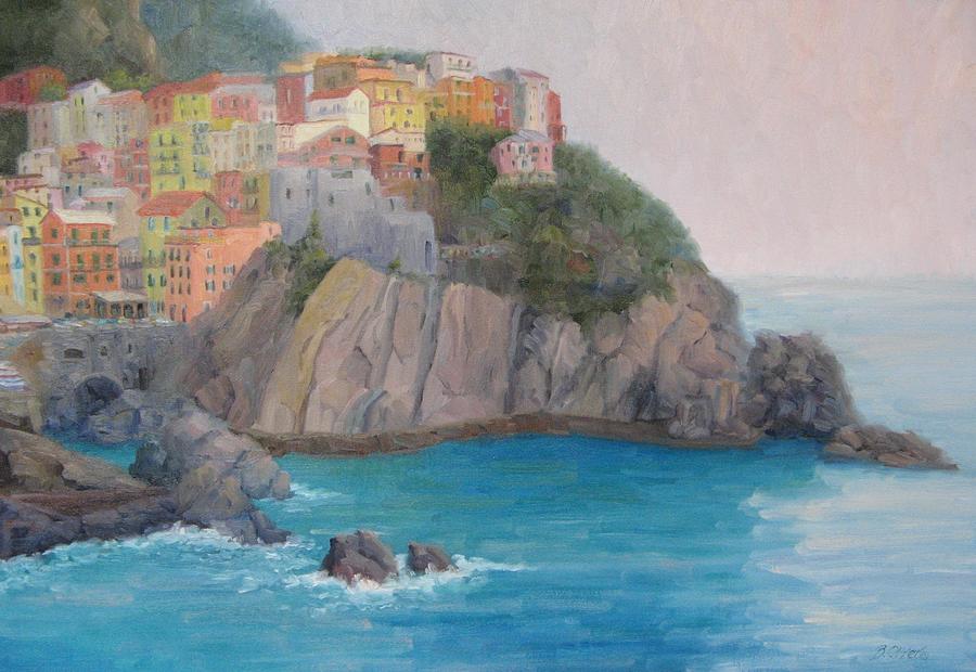 Impressionism Painting - Painted Ladies of Manarola by Bunny Oliver