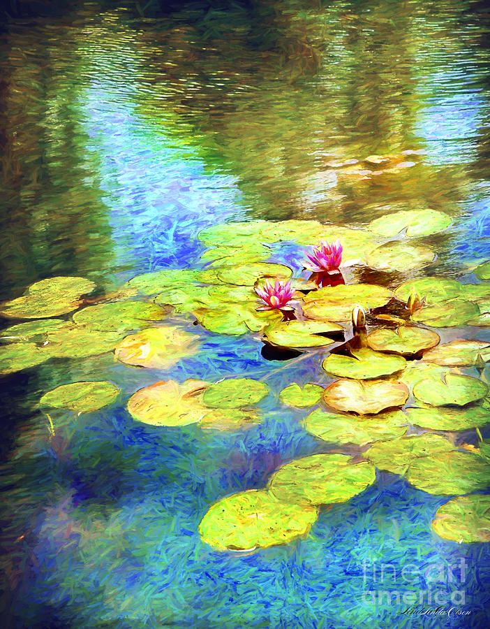 Painted lilypads Digital Art by Linda Olsen