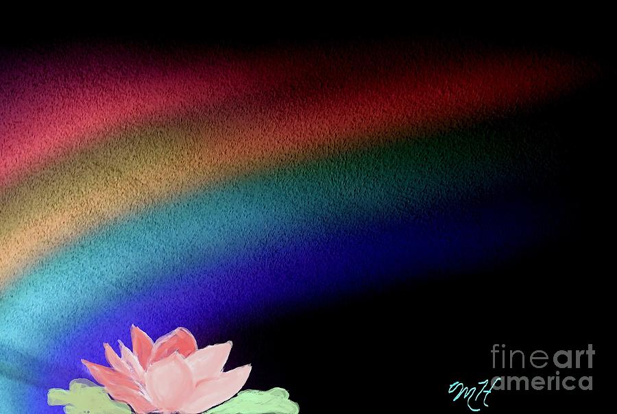Painted Lotus Under Rainbow Mixed Media by Marsha Heiken