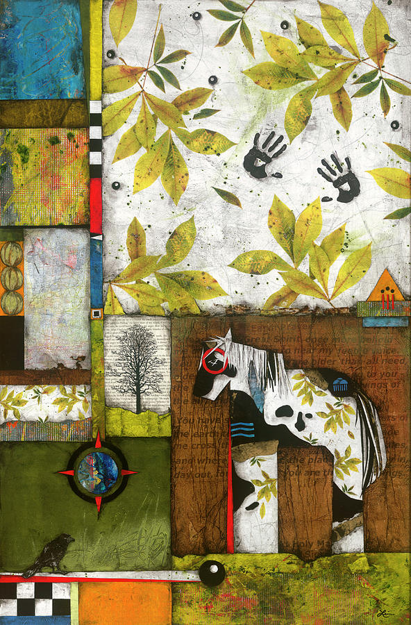 Collage Mixed Media - Painted Mare, Shaggy Bark Hickory by Laura Lein-Svencner Collage Mixed Media - Painted Mare, Shaggy Bark Hickory by Laura Lein-Svencner