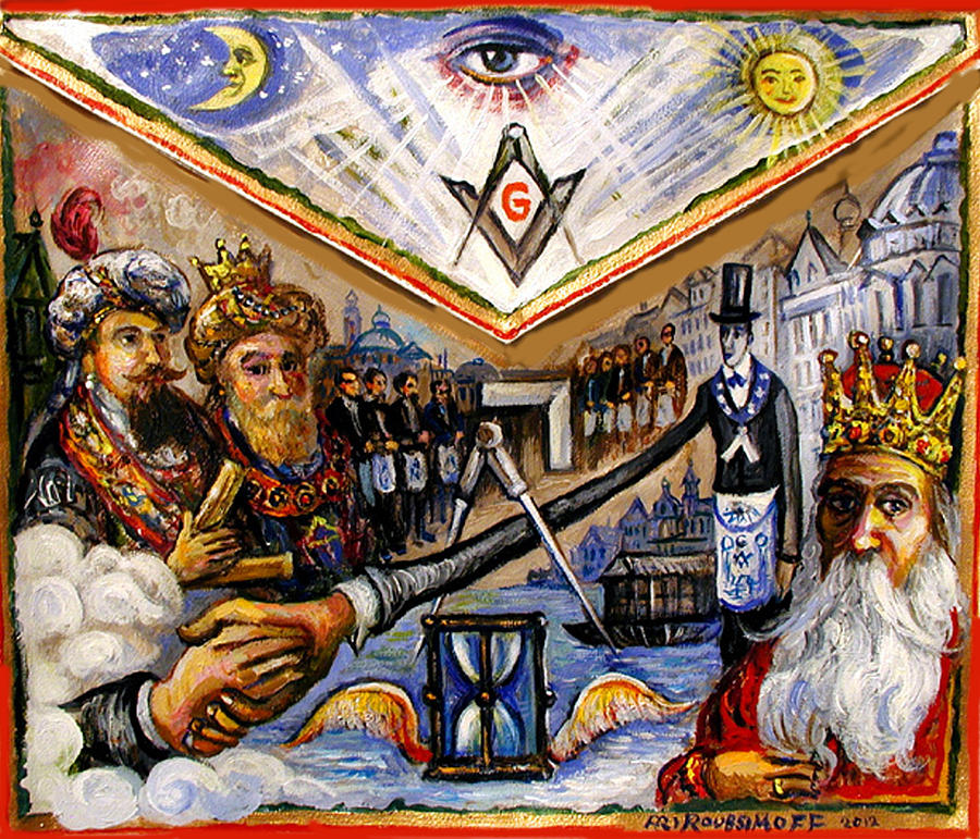 Painted Masonic Apron, Brotherhood Of Mankind Painting by Ari Roussimoff