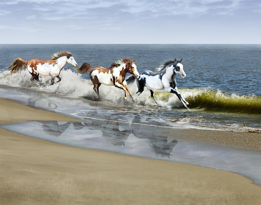 Horse Digital Art - Painted Ocean by Barbara Hymer