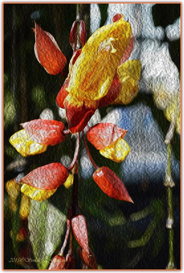 Painted Orchid Digital Art by Sonali Gangane