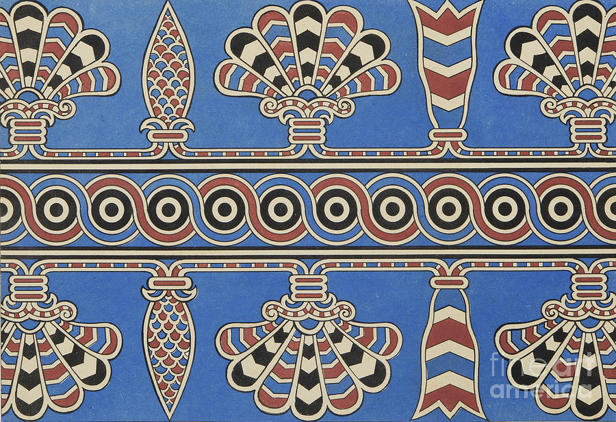 Painted Ornaments from Nimroud, from Monuments of Nineveh Drawing by Austen Henry Layard