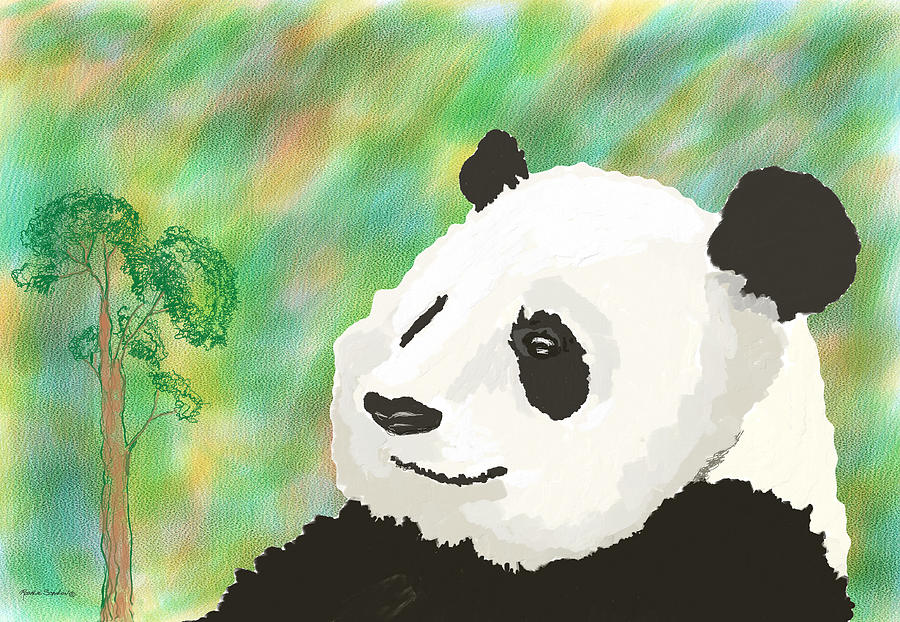 Painted Panda Painting by Rosalie Scanlon