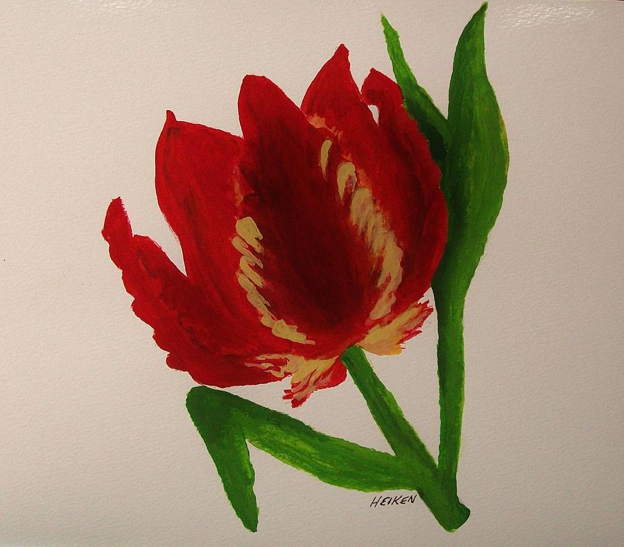 Painted Parrot Tulip Opening Painting by Marsha Heiken