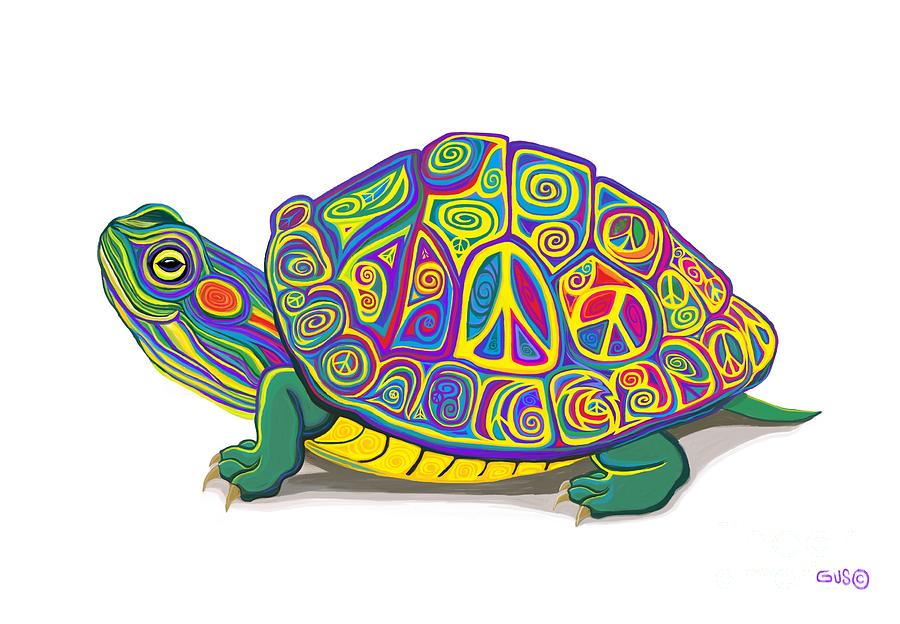 Painted Peace Turtle Digital Art by Nick Gustafson