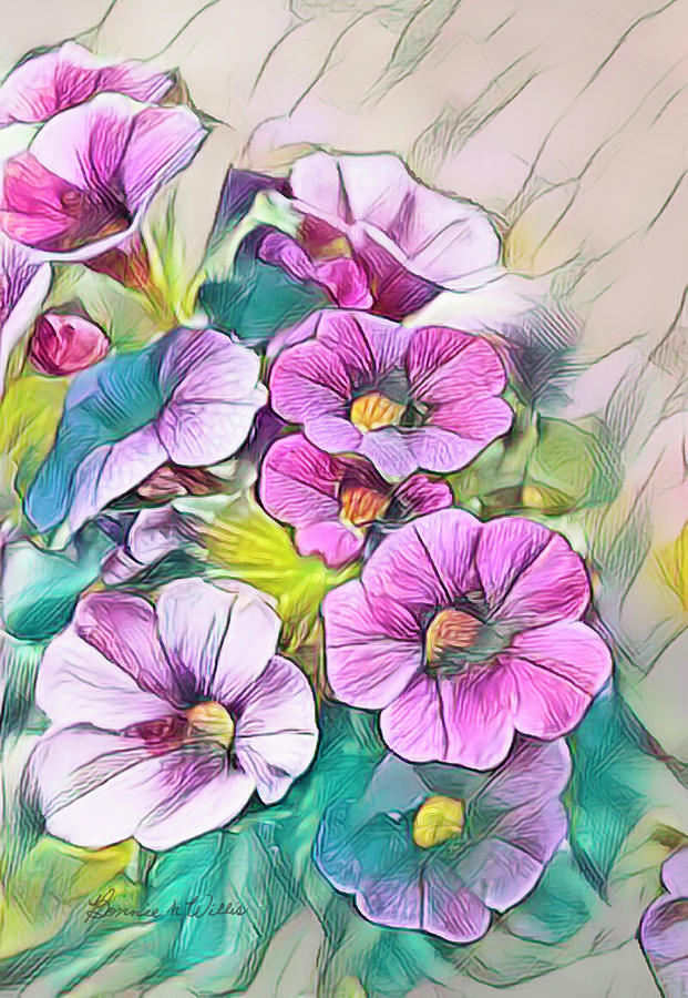Painted Petunia Digital Art by Bonnie Willis