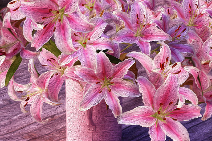 Painted Pink Lilies Photograph by Vanessa Thomas