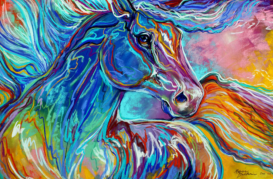 Horse Painting - PAINTED PONY ABSTRACT in PASTEL by Marcia Baldwin