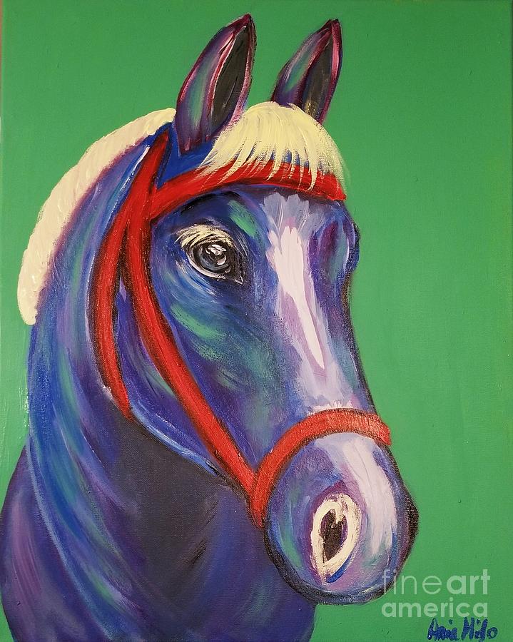 Painted Pony Blue Painting by Ania M Milo