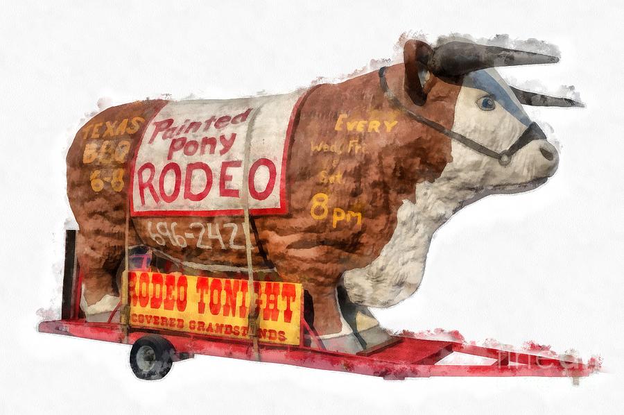 Cow Photograph - Painted Pony Rodeo Lake George by Edward Fielding