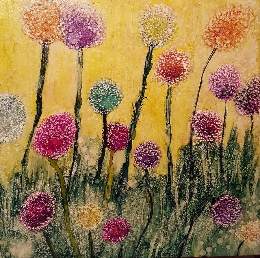 Flower Painting - Painted puffs by Cindy Rothery