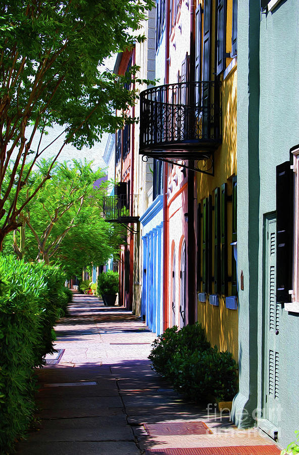 Painted Rainbow Row In Charleston Photograph by Skip Willits