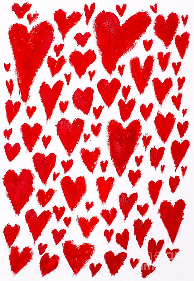 Painted red hearts Painting by Jorgo Photography