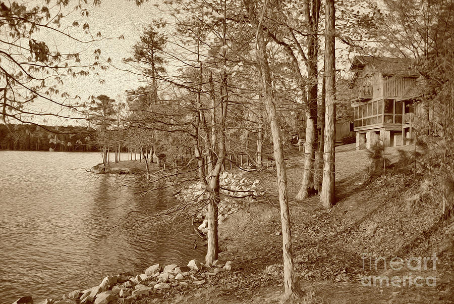 Painted Shore Camps In Sepia Photograph by Skip Willits