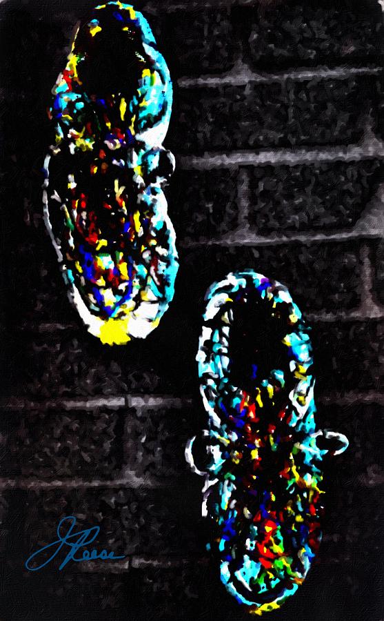 Painted Sneakers on Wall Photograph by Joan Reese