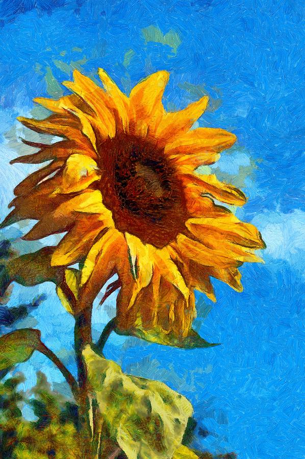 Painted Sunflower Digital Art by Scott Carruthers