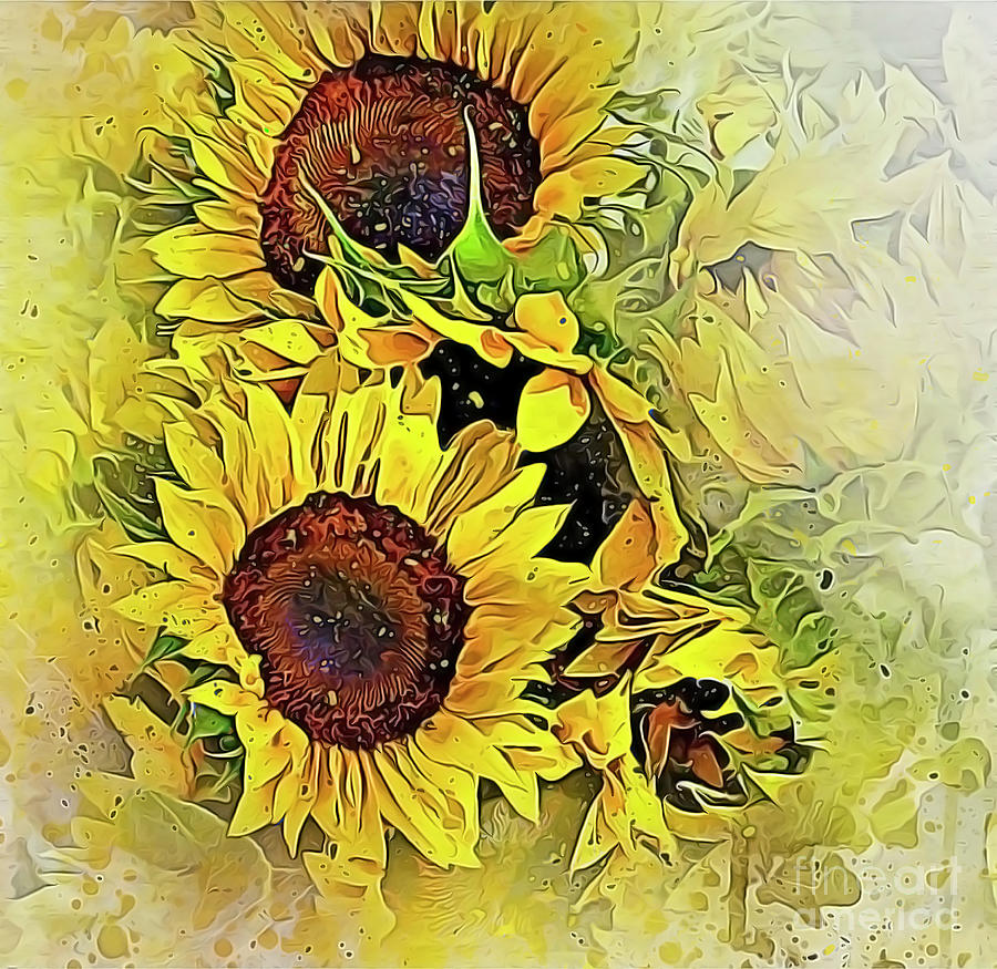 Painted Sunflowers Photograph by Brian Tarr