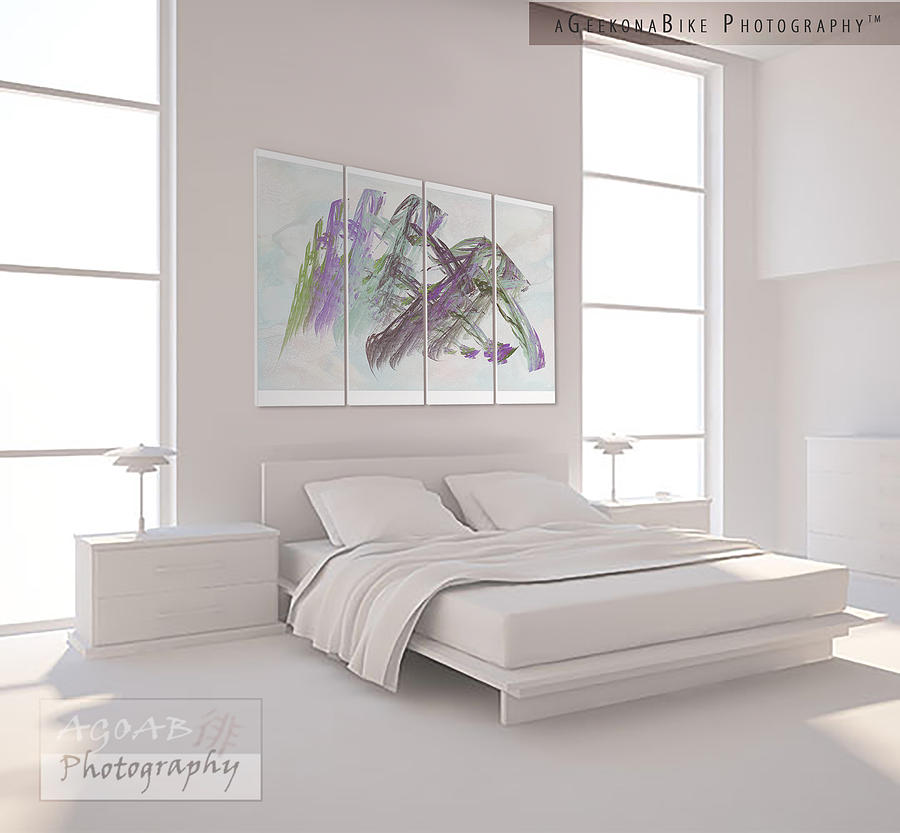 Download Painted Waves - Panels Bedroom Mockup Painting by AGeekonaBike Fine