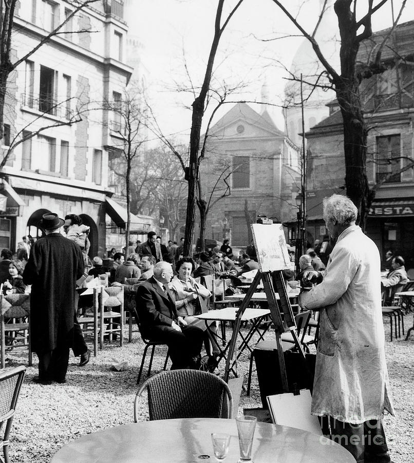 Paris Photograph - Painter on The Place Du Tertre in Montmartre, Paris, 1958  by French School