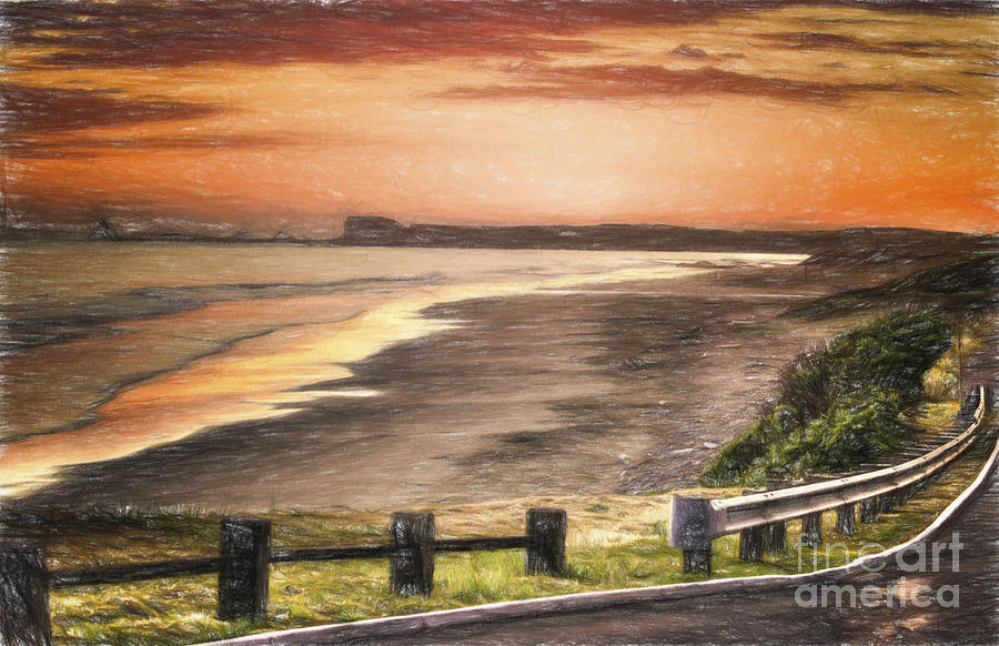 Painterly Pebble Beach Sunset Digital Art by Christopher Cutter