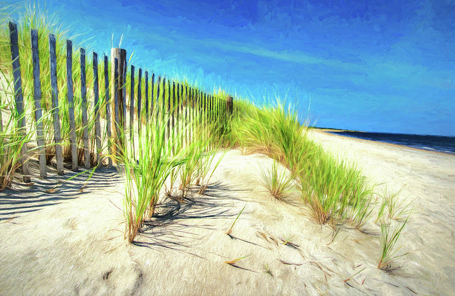 Sand Photograph - Painterly  Waterfront Dune Grass by Gary Slawsky