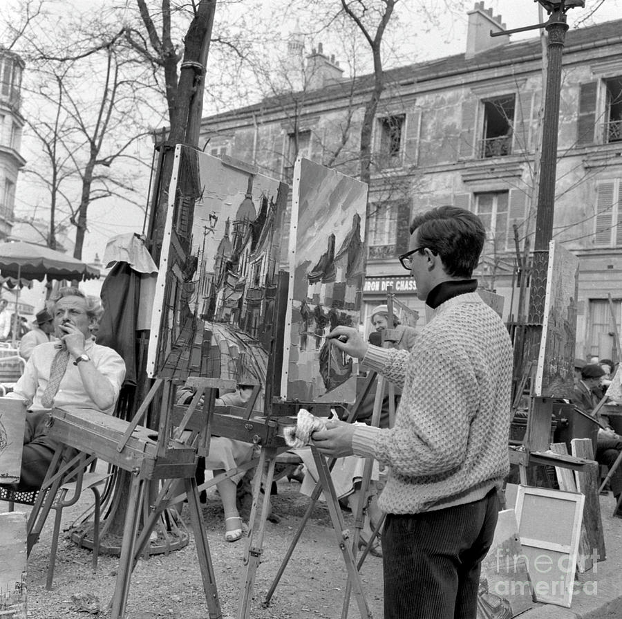 Paris Photograph - Painters in Montmartre, Paris, 1977 by French School