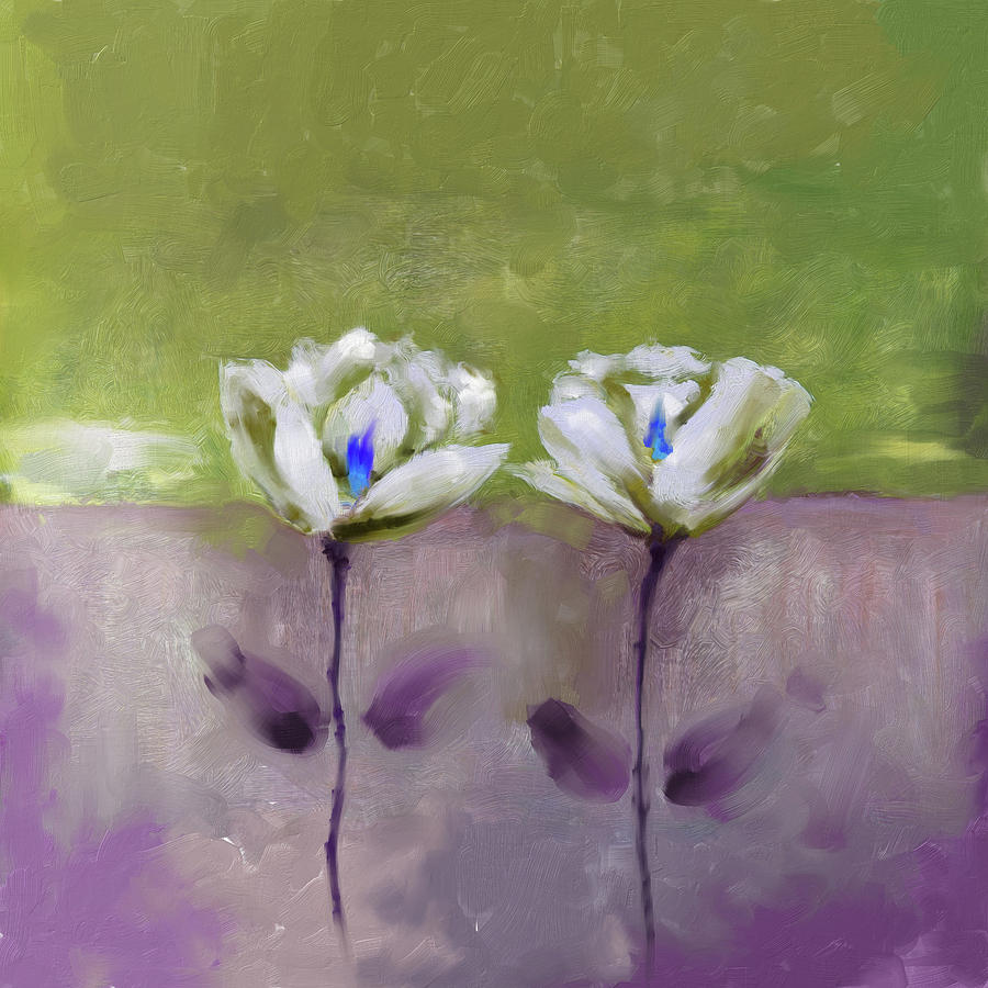 Painting 379 2 White Flowers Painting by Mawra Tahreem