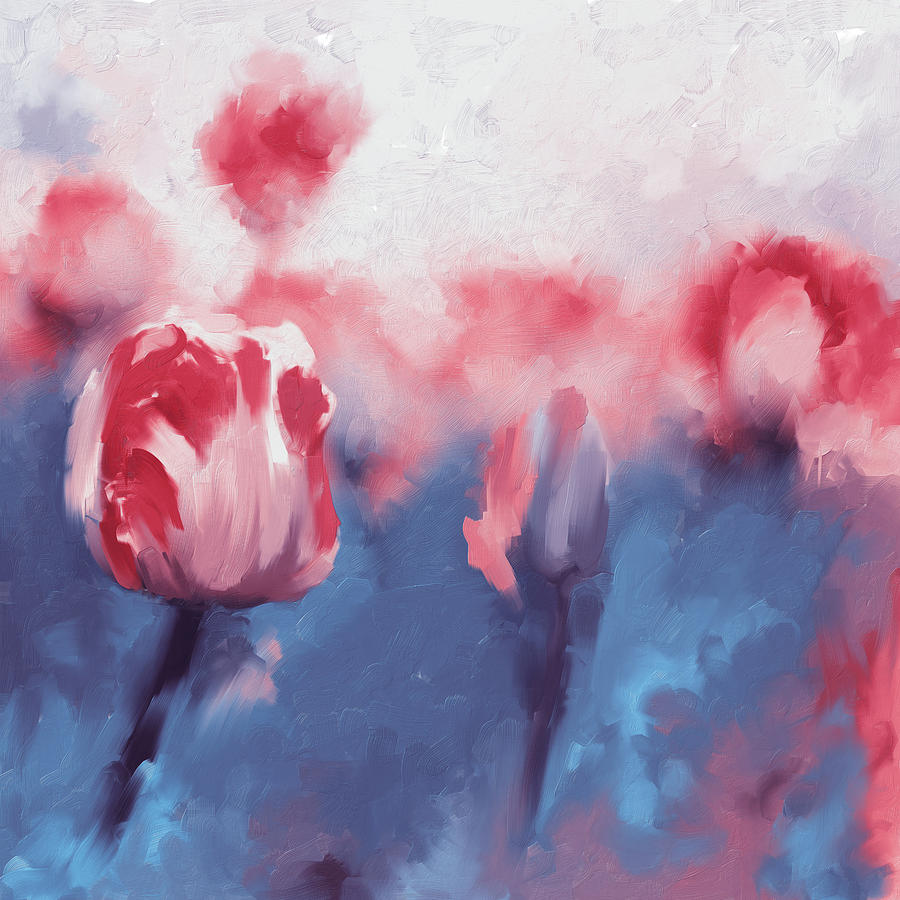 Painting 385 2 Pink Tulips  Painting by Mawra Tahreem