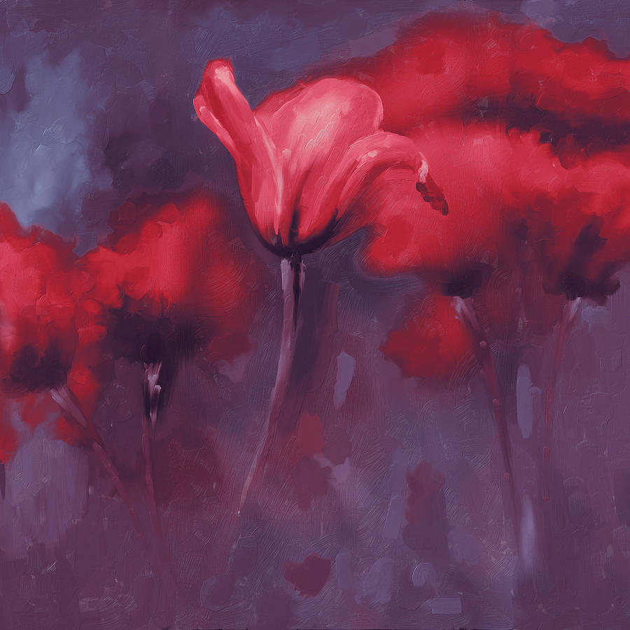 Painting 389 3 Tulips Painting by Mawra Tahreem