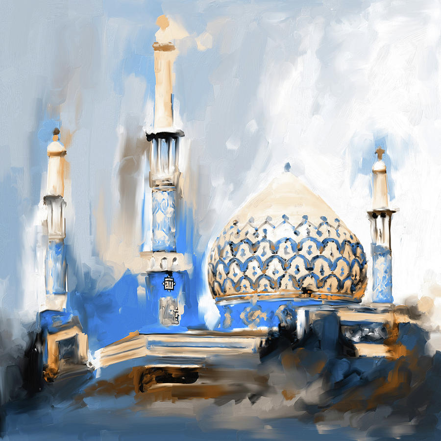 Mosque Painting - Painting 688 3 Bahman Mosque by Mawra Tahreem